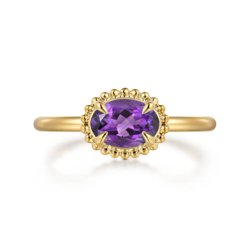 14K Yellow Gold Amethyst Promise Ring