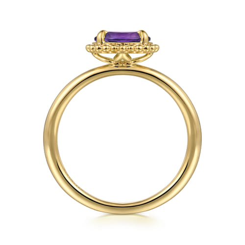 14K Yellow Gold Amethyst Promise Ring