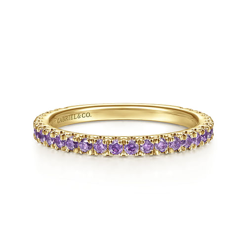 14K Yellow Gold Amethyst Stackable Ring