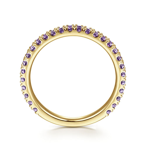 14K Yellow Gold Amethyst Stackable Ring