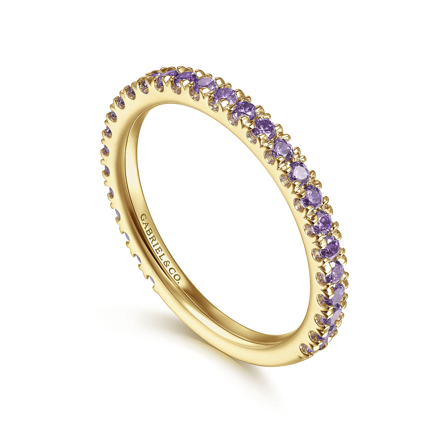 14K Yellow Gold Amethyst Stackable Ring
