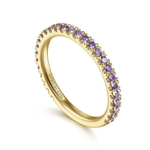 14K Yellow Gold Amethyst Stackable Ring