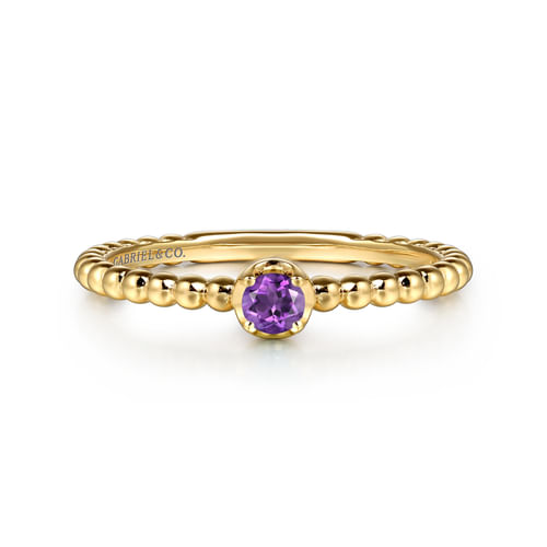 14K Yellow Gold Amethyst Stackable Ring