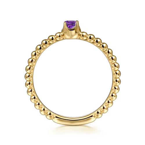 14K Yellow Gold Amethyst Stackable Ring