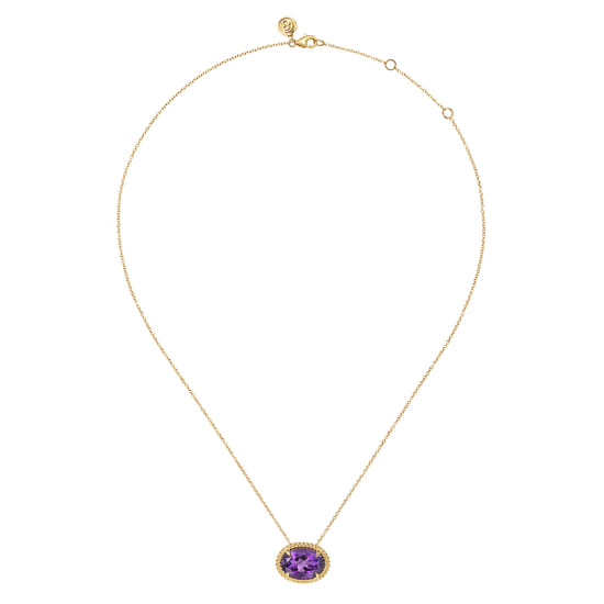 14K Yellow Gold Amethyst and Bujukan Double Pendant Necklace angle 2