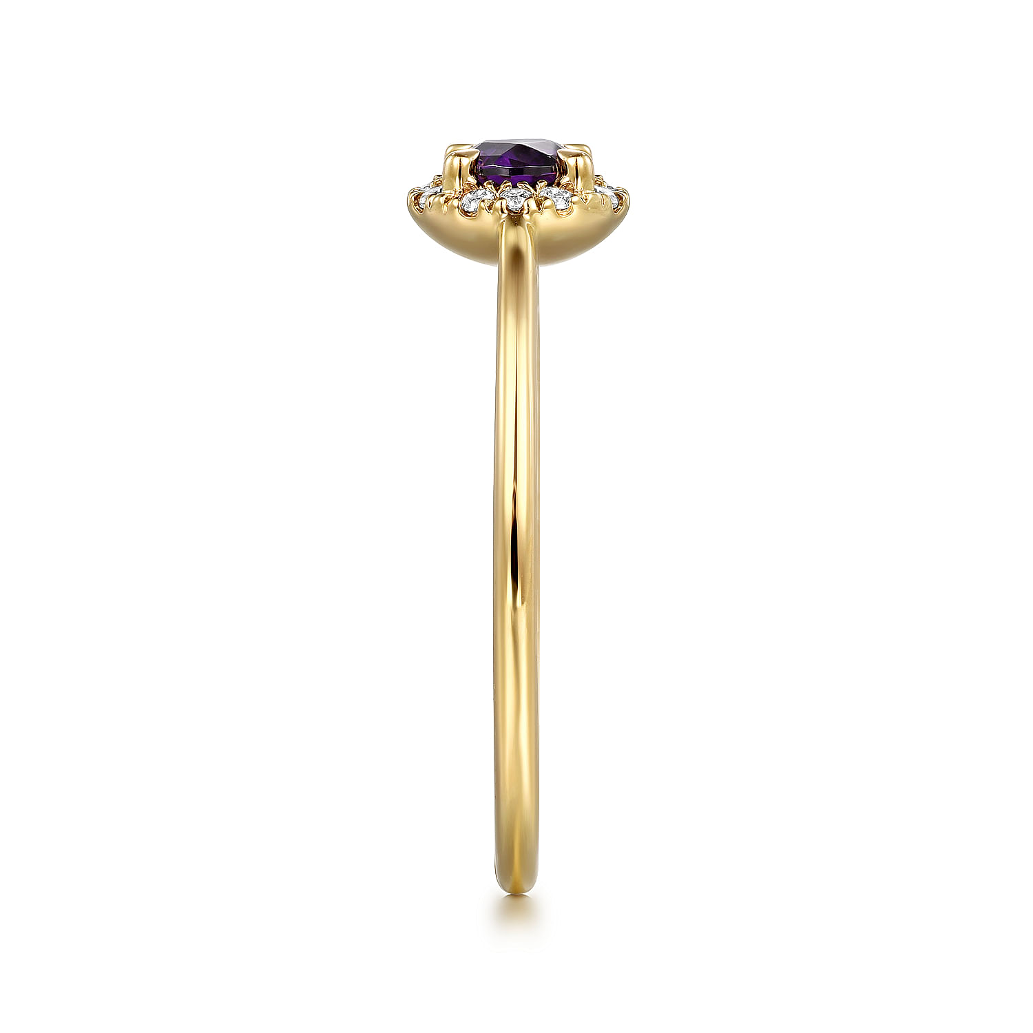 14K Yellow Gold Amethyst and Diamond Halo Promise Ring