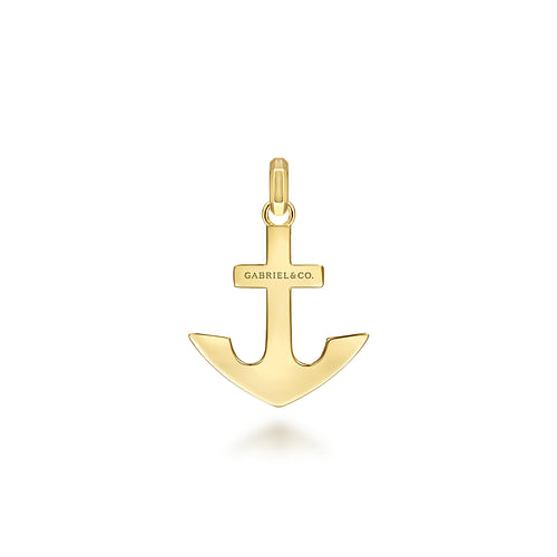 14K Yellow Gold Anchor Pendant with Diamonds