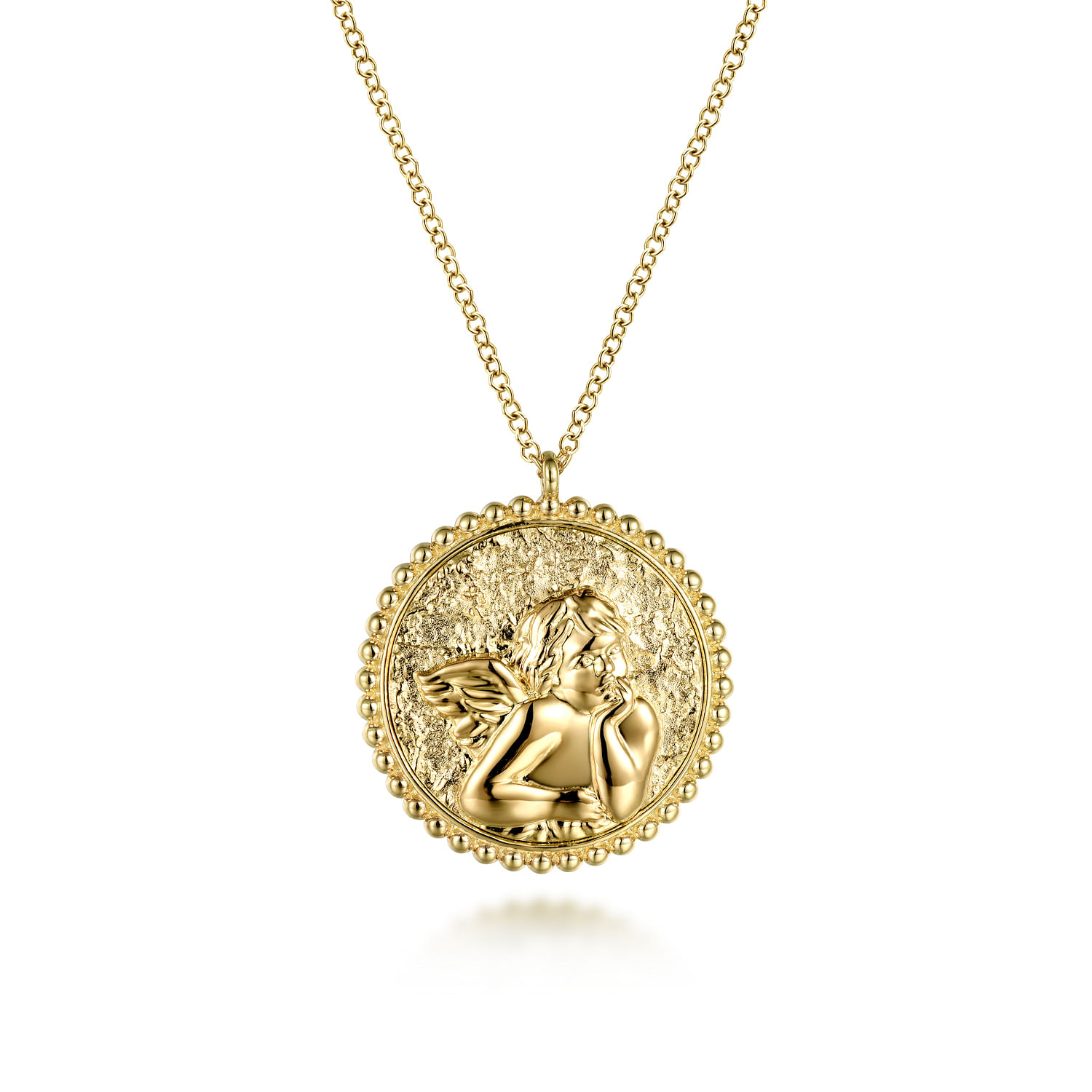 14K Yellow Gold Angel Pendant Necklace