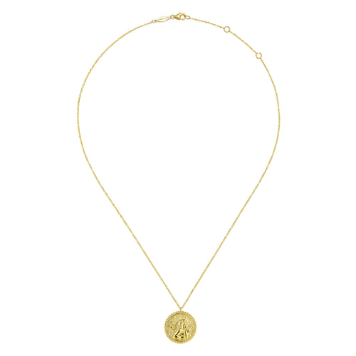 14K Yellow Gold Angel Pendant Necklace