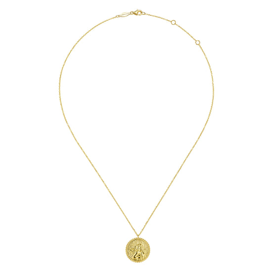 14K Yellow Gold Angel Pendant Necklace angle 2