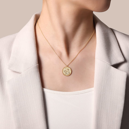 14K Yellow Gold Angel Pendant Necklace angle 3