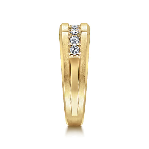 14K Yellow Gold Angular Diamond Ring in Satin Finish