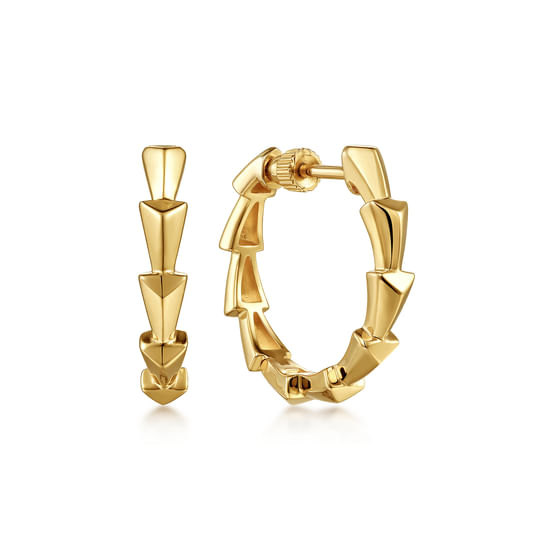 Gabriel - 14K Yellow Gold Angular Station Hoop Earrings