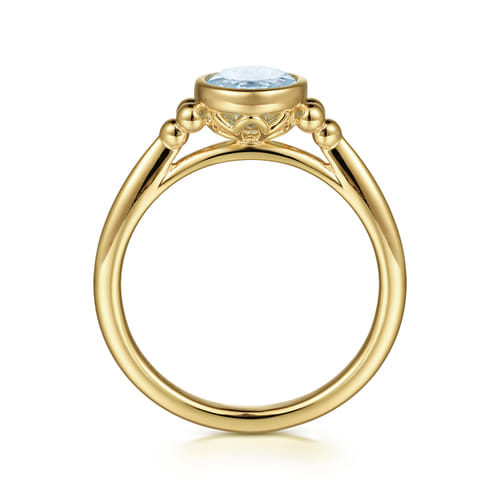 14K Yellow Gold Aquamarine Bujukan Promise Ring