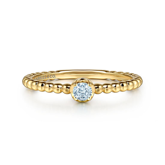 Gabriel - 14K Yellow Gold Aquamarine Stackable Ring