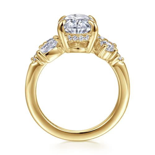 14K Yellow Gold Asymmetrical Burst Oval Diamond Engagement Ring 14K Yellow Gold Asymmetrical Burst Oval Diamond Engagement Ring