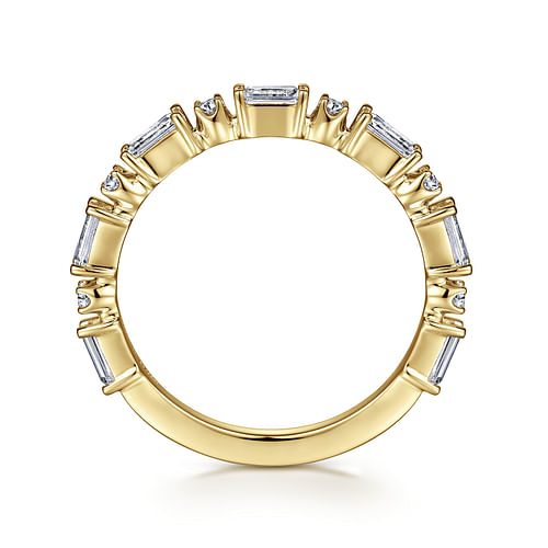 14K Yellow Gold Baguette and Round Diamond Anniversary Band