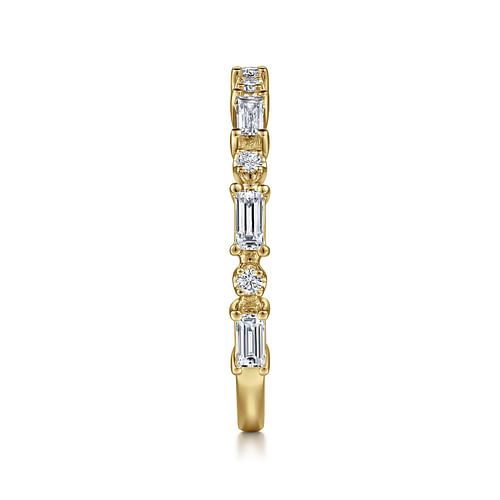 14K Yellow Gold Baguette and Round Diamond Anniversary Band
