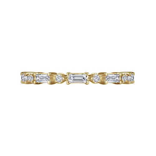 14K Yellow Gold Baguette and Round Diamond Anniversary Band