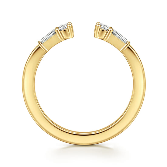 14K Yellow Gold Baguette and Round Open Diamond Anniversary Band angle 2