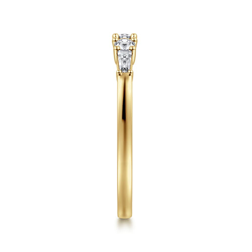 14K Yellow Gold Baguette and Round Open Diamond Anniversary Band