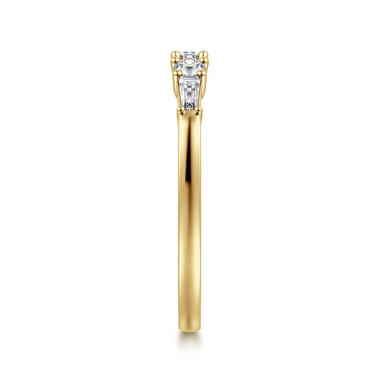 14K Yellow Gold Baguette and Round Open Diamond Anniversary Band angle 4