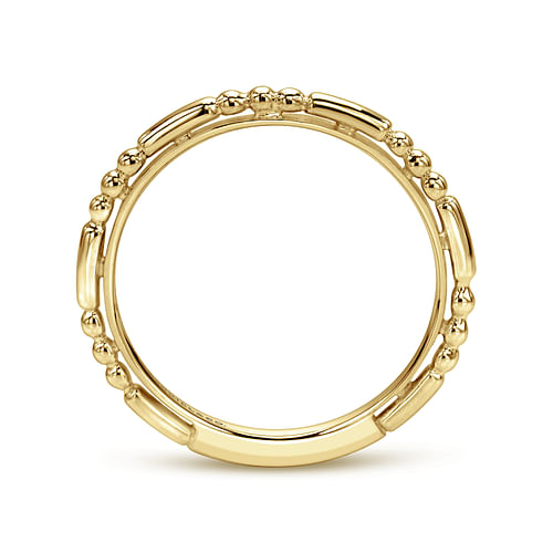 14K Yellow Gold Ball and Bar Station Stackable Ring