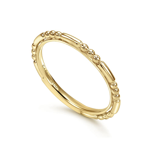 14K Yellow Gold Ball and Bar Station Stackable Ring