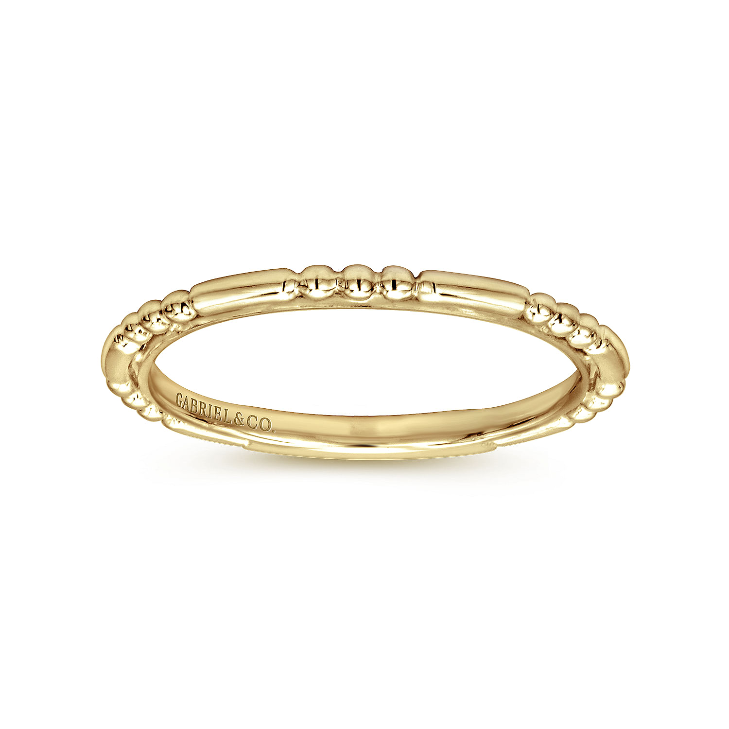 14K Yellow Gold Ball and Bar Station Stackable Ring