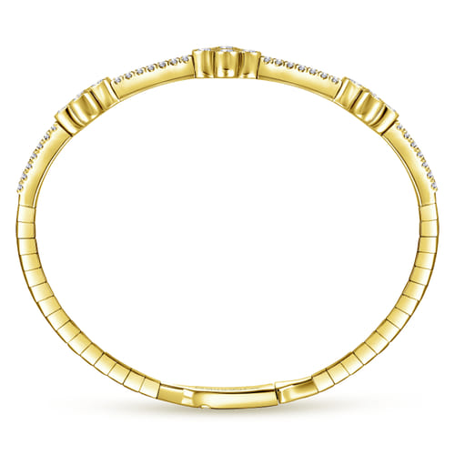 14K Yellow Gold Bangle with Clover Diamond Stations