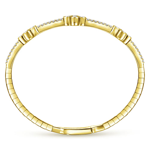 14K Yellow Gold Bangle with Quatrefoil Diamond Stations