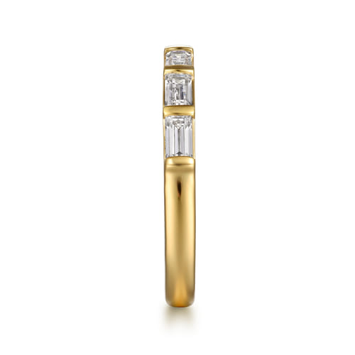 14K Yellow Gold Bar Set Diamond Baguette 7 Stone Anniversary Band