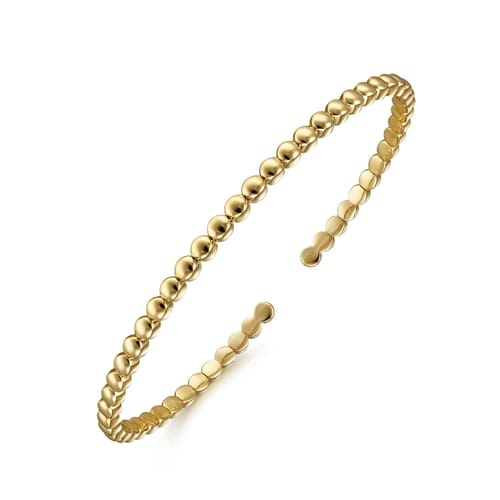 14K Yellow Gold Beaded Cuff Bracelet