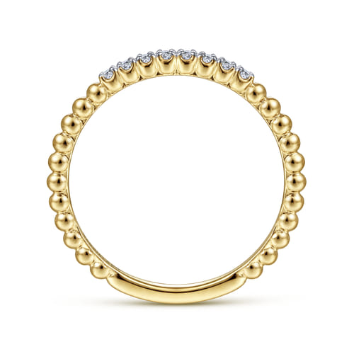 14K Yellow Gold Beaded Diamond Stackable Ring- Bujukan