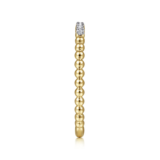 14K Yellow Gold Beaded Diamond Stackable Ring- Bujukan angle 4 14K Yellow Gold Beaded Diamond Stackable Ring- Bujukan angle 4