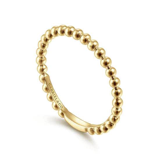 14K Yellow Gold Beaded Stackable Ring-Bujukan angle 3 14K Yellow Gold Beaded Stackable Ring-Bujukan angle 3