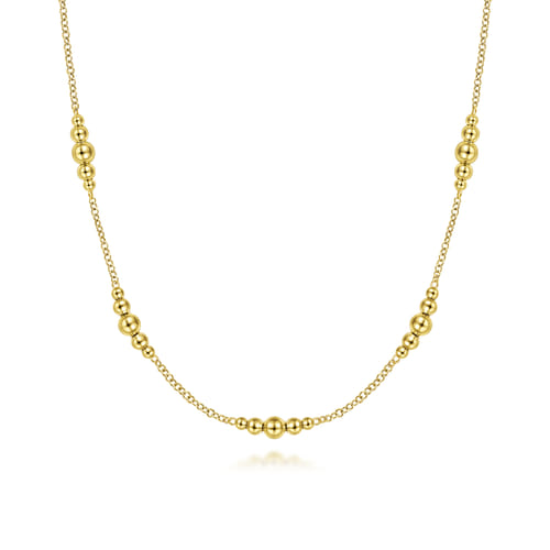 14K Yellow Gold Beaded Station Necklace-Bujukan 