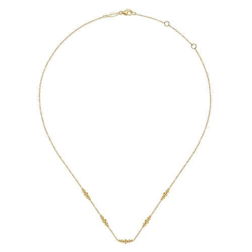 14K Yellow Gold Beaded Station Necklace-Bujukan 