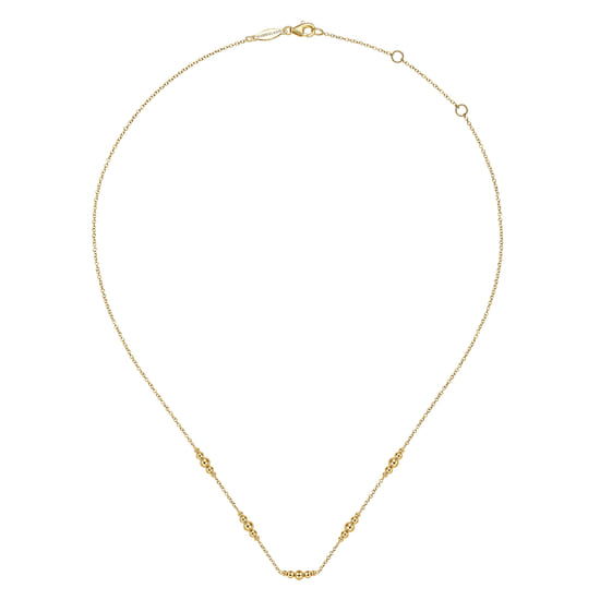 14K Yellow Gold Beaded Station Necklace-Bujukan  angle 2