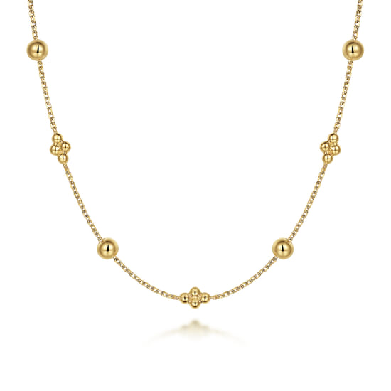 Gabriel - 14K Yellow Gold Beaded Station Necklace-Bujukan