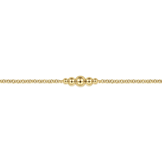 14K Yellow Gold Beaded Stations Bracelet angle 2