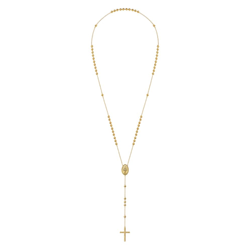 14K Yellow Gold Beads Rosary Necklace
