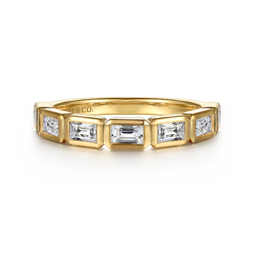 14K Yellow Gold Bezel Baguette Diamond Anniversary Band