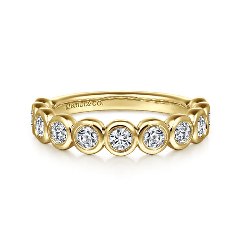 14K Yellow Gold Bezel Diamond Anniversary Band