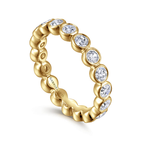 14K Yellow Gold Bezel Diamond Eternity Band angle 3