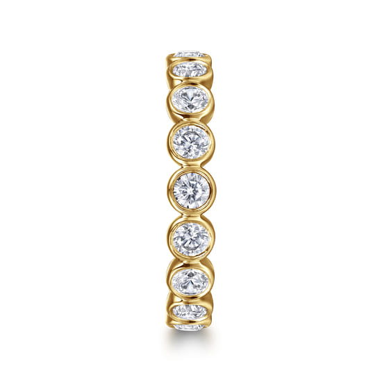 14K Yellow Gold Bezel Diamond Eternity Band angle 4