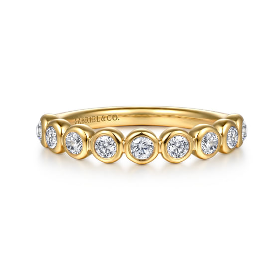 Gabriel - 14K Yellow Gold Bezel Diamond Matching Wedding Band