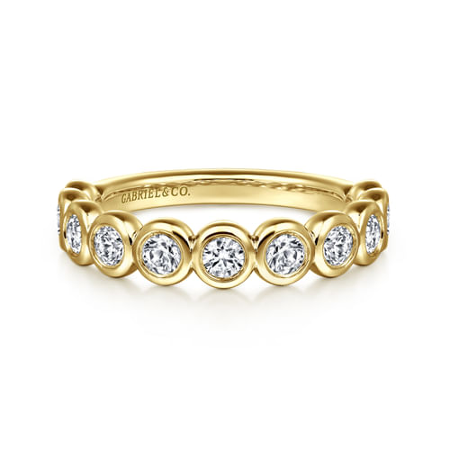 14K Yellow Gold Bezel Diamond Matching Wedding Band