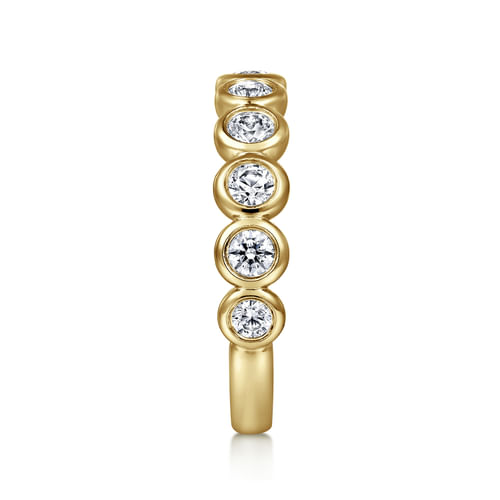 14K Yellow Gold Bezel Diamond Matching Wedding Band