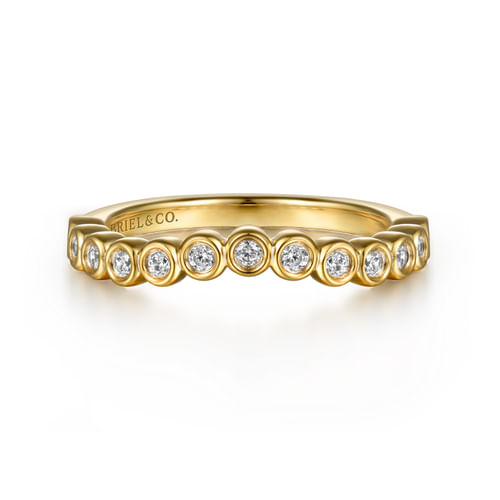 14K Yellow Gold Bezel Diamond Wedding Band